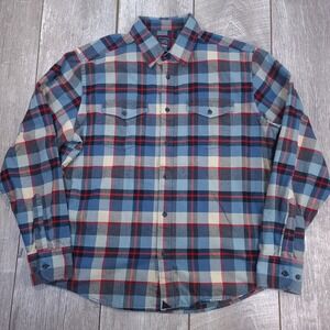 UNTUCKit Jerram Flannel Shirt Mens Large Blue Red Plaid Button Down Cotton